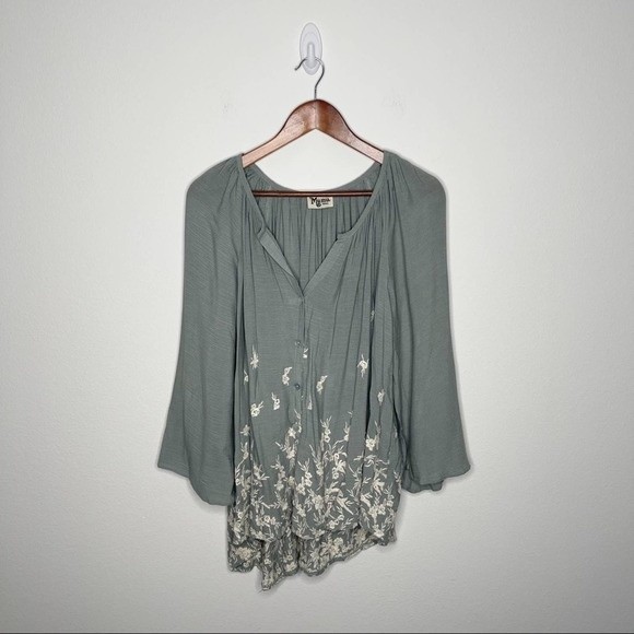 Show Me Your MuMu Tops - Show Me Your Mumu Catalina Cup Tunic Mint Pastel Green Floral Top